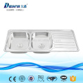 High grade double bowl drainboard 1160mm table sink for kitchen washing